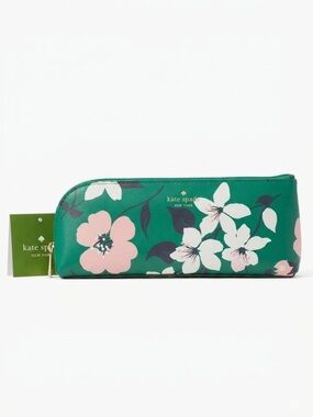 kate spade Green Floral Cosmetic Zip Pouch